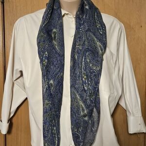 Vintage April Cornell for Cornell Trading Wild Rag Scarf 37x38 Blue Paisley...